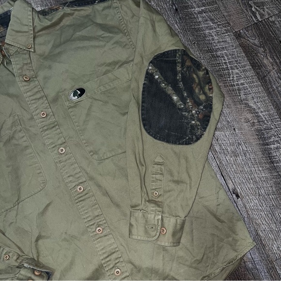 Mossy Oak Shooting Hunting Long Sleeve Shirt‎ Camo Brown Men's Size Medium - Picture 3 of 8